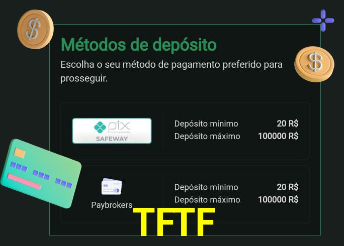 O cassino TFTF oferece uma grande variedade de métodos de pagamento
